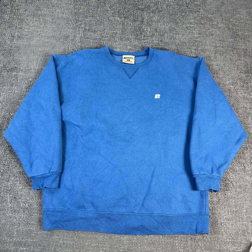 Russell Athletic Sweatshirt Mens XL Blue Vintage 90s Embroidered Logo Crewneck